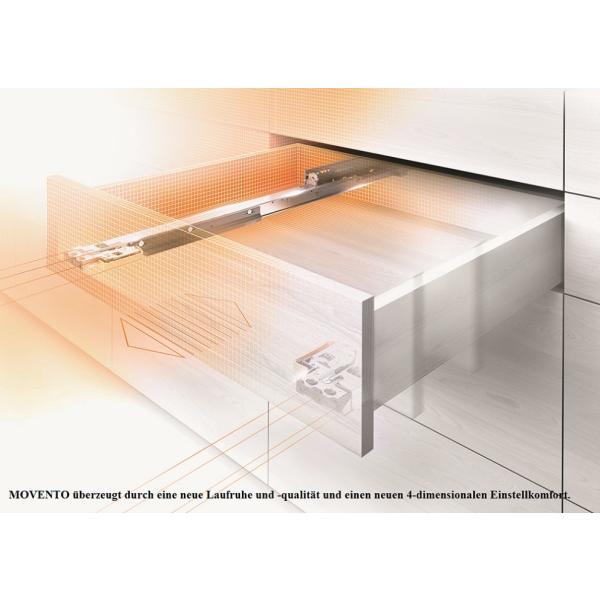 MOVENTO mit BLUMOTION S, Vollauszug für Holzschubkasten, 40 kg, NL=300mm, ohne Kupplungen, für Blumotion, 760H3000S